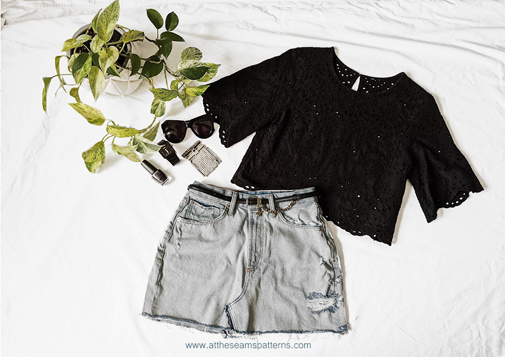 Denim DIY Skirt Flatlay